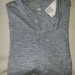 H&M Men's Slim Fit Blue Polo Size Large